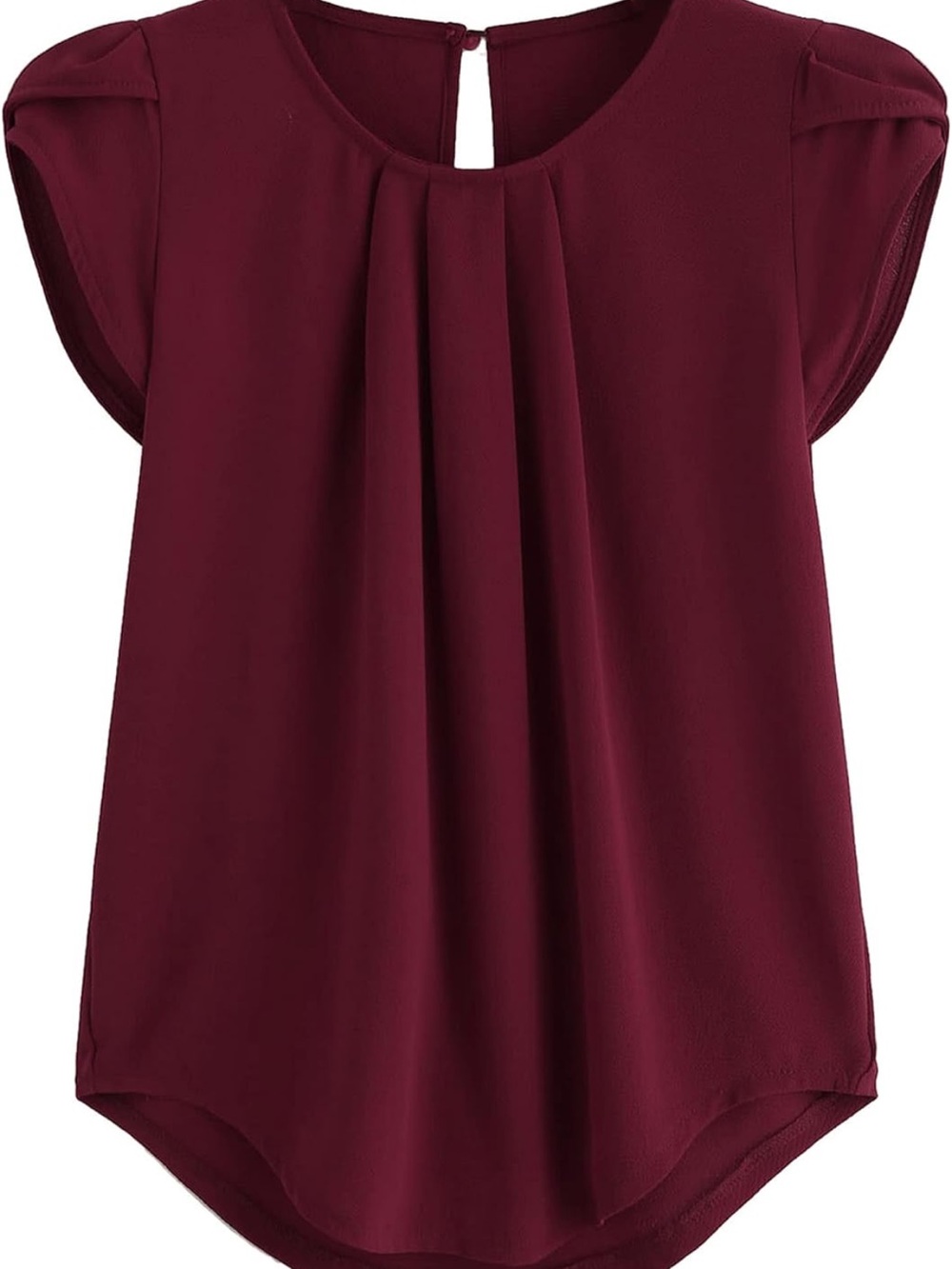 Women's Pleated Cap-Sleeve Top - Burgundy